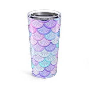 Mermaid Scale Tumbler 20oz | Pastel Travel Mug, Gift for Sea Lovers, Summer Drinkware, Beach Accessories, Ocean Theme Cup
