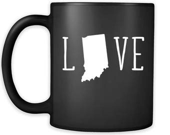 Indiana cup Indiana coffee mug - Love Indiana mug - Indiana coffee cup Indiana state mug 11oz Black US State mugs