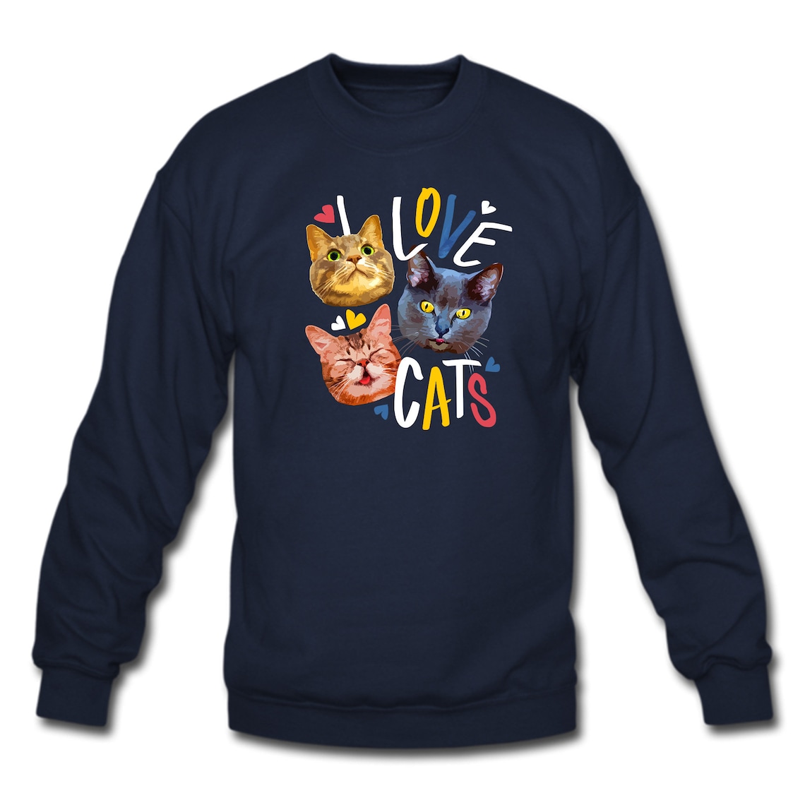 Cats Hoodie I love cats Crewneck Gift Etsy