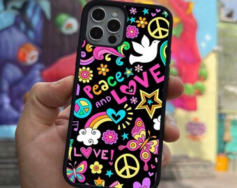 Peace and Love iPhone cases for iPhone 15 14 13 12 11 Pro Max iPhone XR X XS iPhone 7 8 PLUS iPhone Se gift