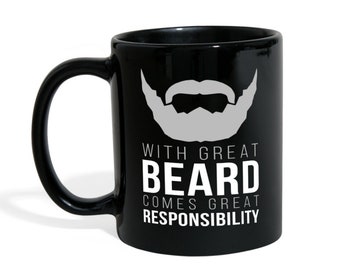 Beard mug beard cup With great beard comes great responsibility mug - beard gifts beard funny gifts beard mugs (11oz) Black