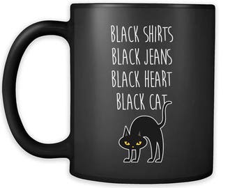 Funny mug - chat de coeur noir noir noir chemises jeans noir tasse 11oz noir