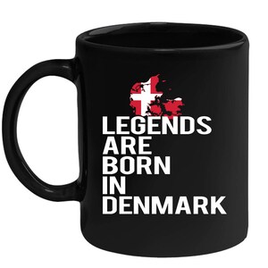 Black mug for people born in Denmark, Gift for Coffee or Tea lover, Christmas gift for person born in Denmark