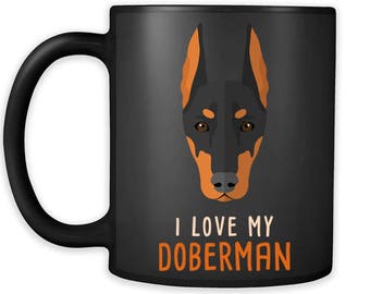 Doberman tasse - propriétaire Doberman - J’aime mon Doberman- Doberman Tasse de café Dog Lover 11oz Noir