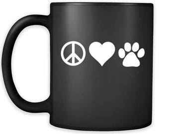 Mug Vet Tech gifts Veterinarian mug - Peace love paws mug - Vet Nurse coffee mug Veterinary coffee cup Black (11oz)