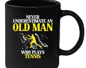 Old man who loves Tennis Gift, Papa Gift, Grandpa Gift, Mug for Gramps Mug Papa Present, Dog Lover, Christmas gift, Father's day