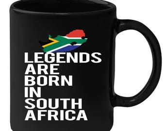 Black mug for people born in South Africa, Gift for Coffee or Tea lover, Christmas gift for person born in South Africa