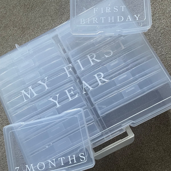 Personalised Baby Photo Box Completed | 16 Smaller Inserts | Organisation | Storage | Babyshower Gift | Keepsake Box | Milestones