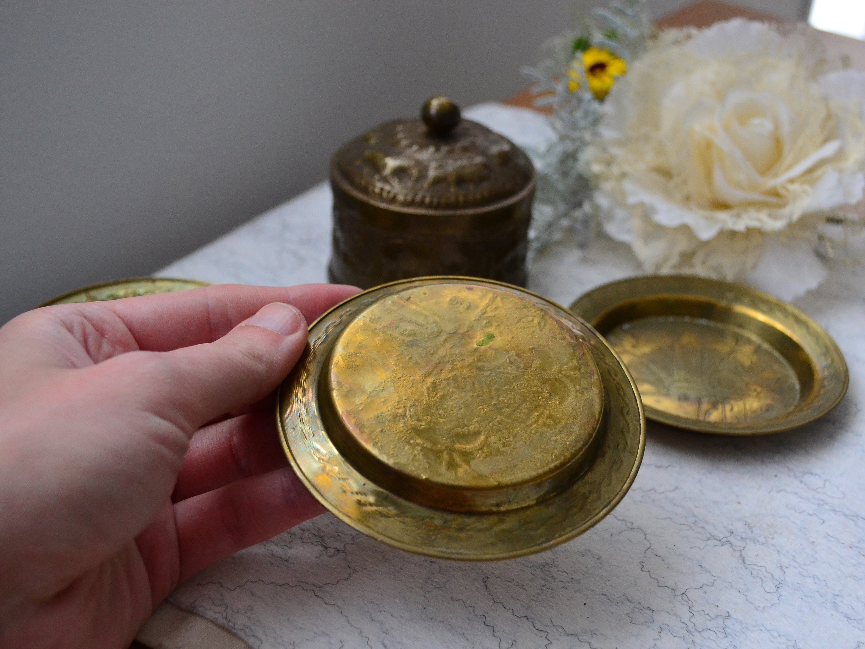 Brass Animals Set of Plates and Box Elephant Ornament Elephant - Etsy UK