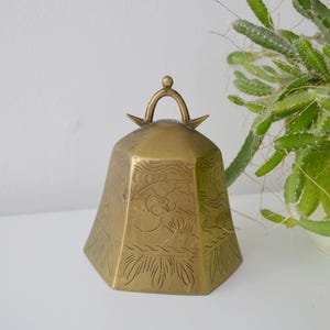 Vintage Chinese Buddhist temple bell brass meditation prayer | Faceted dragon bell brass ritual