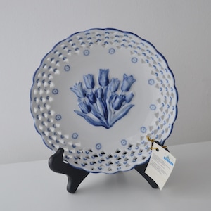 Royal Twickel Delftware Pierced Bowl — Blue Tulip 18cm