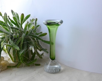 Green tulip glass vase single flower vase green glass vase.