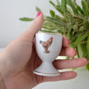 Vintage Rooster Egg Cup, Spring Colors