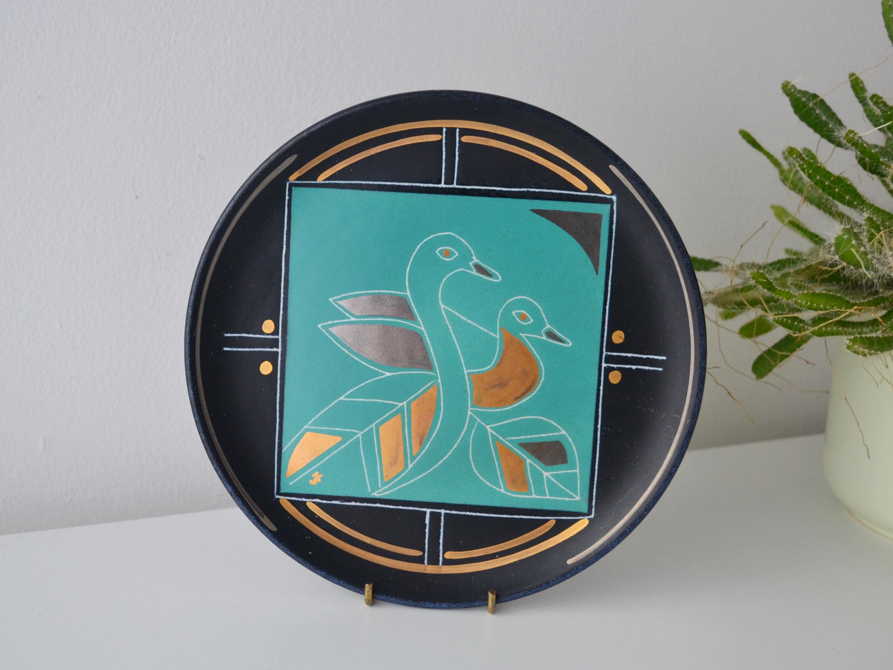 KMK Germany Ceramic Wall Plate | West German Pottery Duck Design
