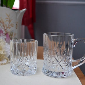 Set da bere in vetro tagliato da 2 bicchieri di whisky