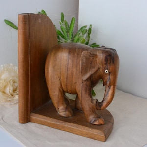 Elephant Book End Vintage Wooden Bookends Elephant Vintage Ornament wooden Book End