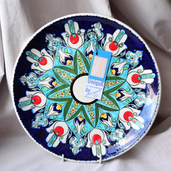 Handmade Large Turkish Wall Hanging Plate Decorative Plate Anadolu El Sanatlari Galerisi, Suleyman Turkish Art