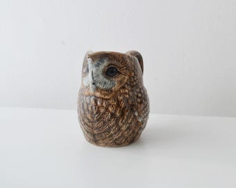 Quail Ceramics Tawny Owl Jug 9cm Vintage British Bird Pottery