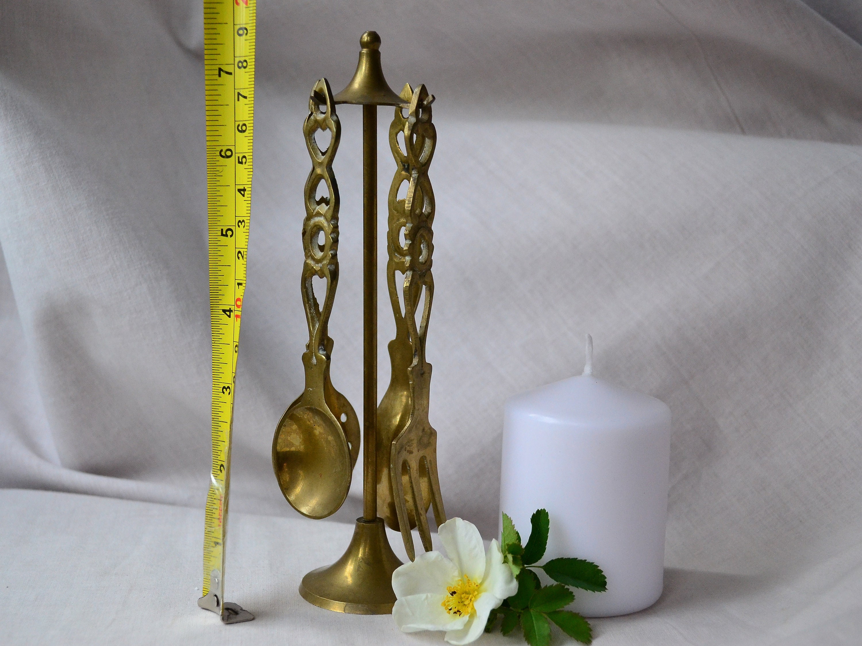 Vintage Mini Brass Kitchen Tools on Stand Set of 4 Brass Fork Etsy