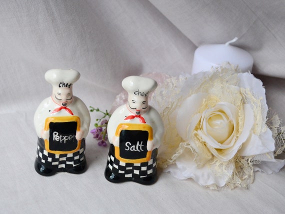Salt And Pepper Shaker Chef Figurine Vintage Salt And Pepper Etsy
