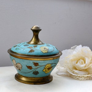Brass vase cloisonne turquoise vintage flower vase decor brass rose pot  brass jar brass pot decorative vase decorative pot ornamental vase