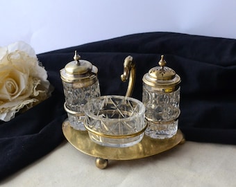 Vintage Wilcox Silverplate and Glass Shaker Set With 3