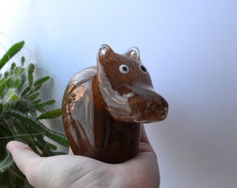 Chunky Hippopotamus Figurine Hippo Glass Paperweight