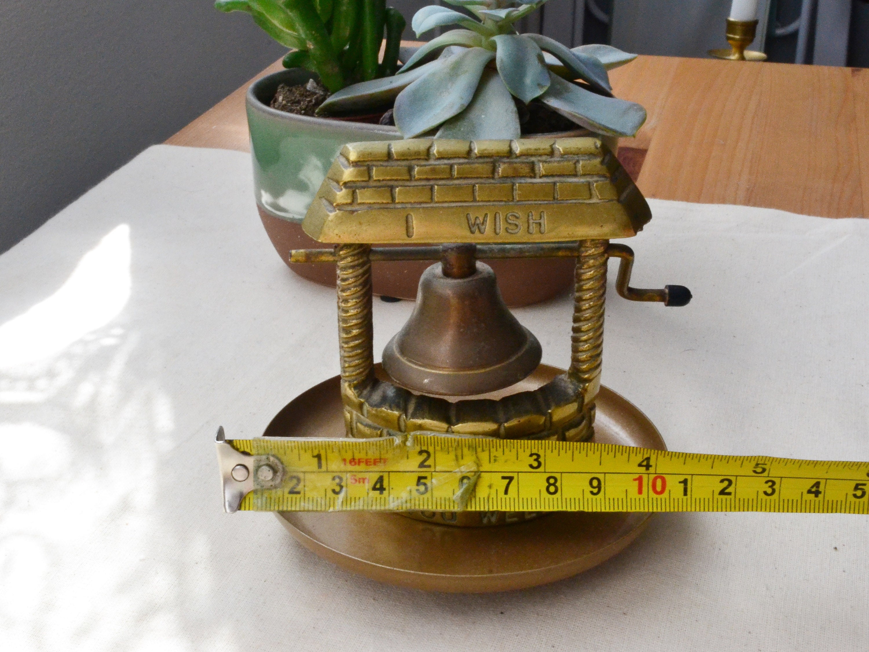 Vintage Wishing Well Bell Solid Brass I Wish You Well Gift Good