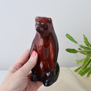 Vintage Ceramic Polar Bear Handmade  Brown Bear Ceramic Figurine Teddy Polar Bear Porcelain
