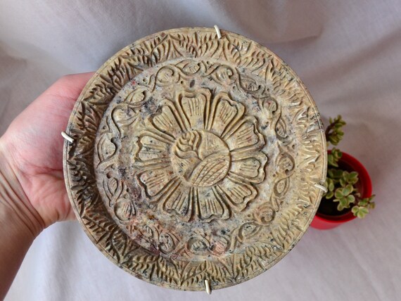 Soap Stone Carved Plate Soap Stone Dish Stone Decorative Plate Etsy