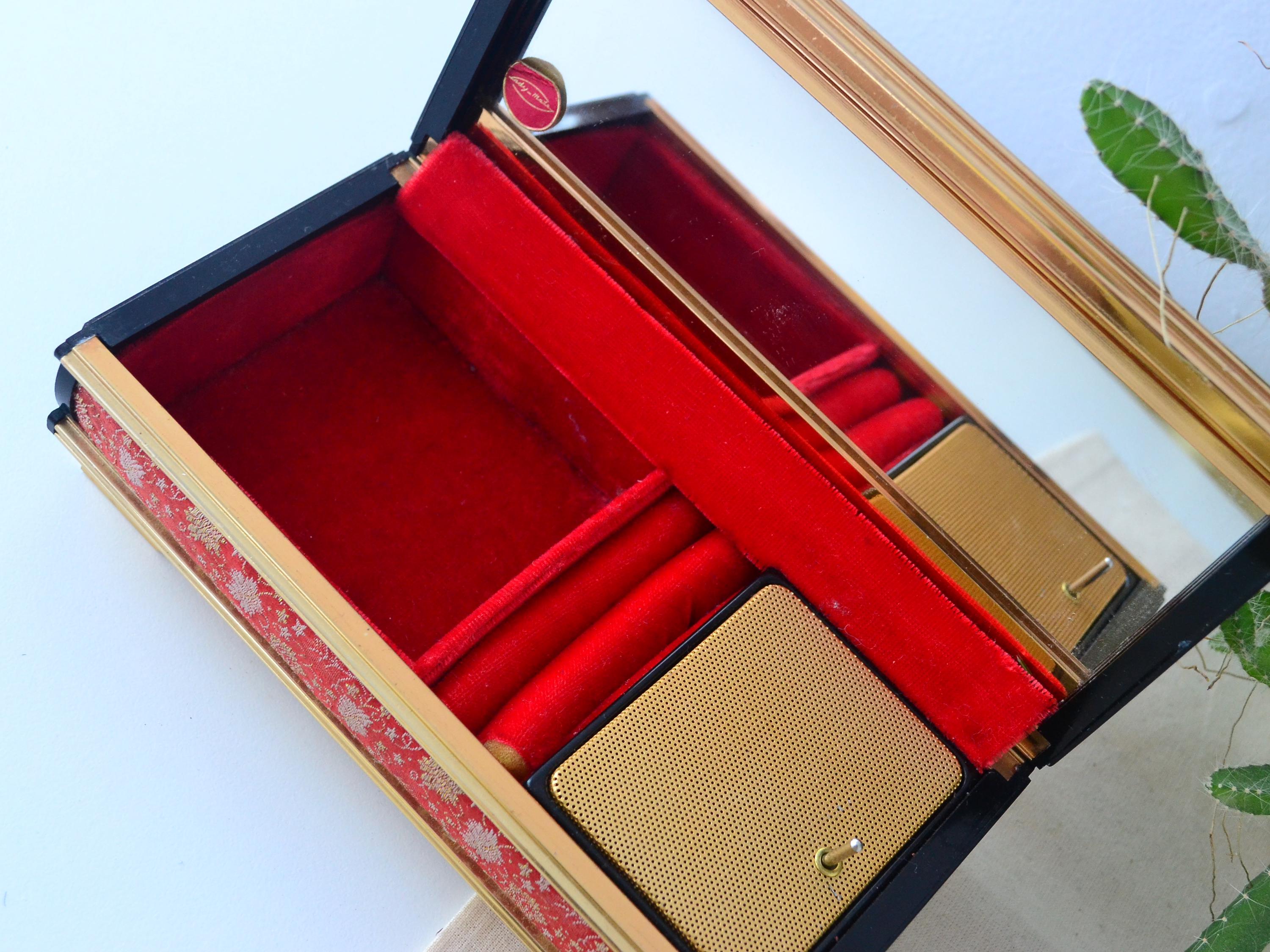 Vintage Lady Mate Red Music Box, Japanese Music Jewelry Box, 1970