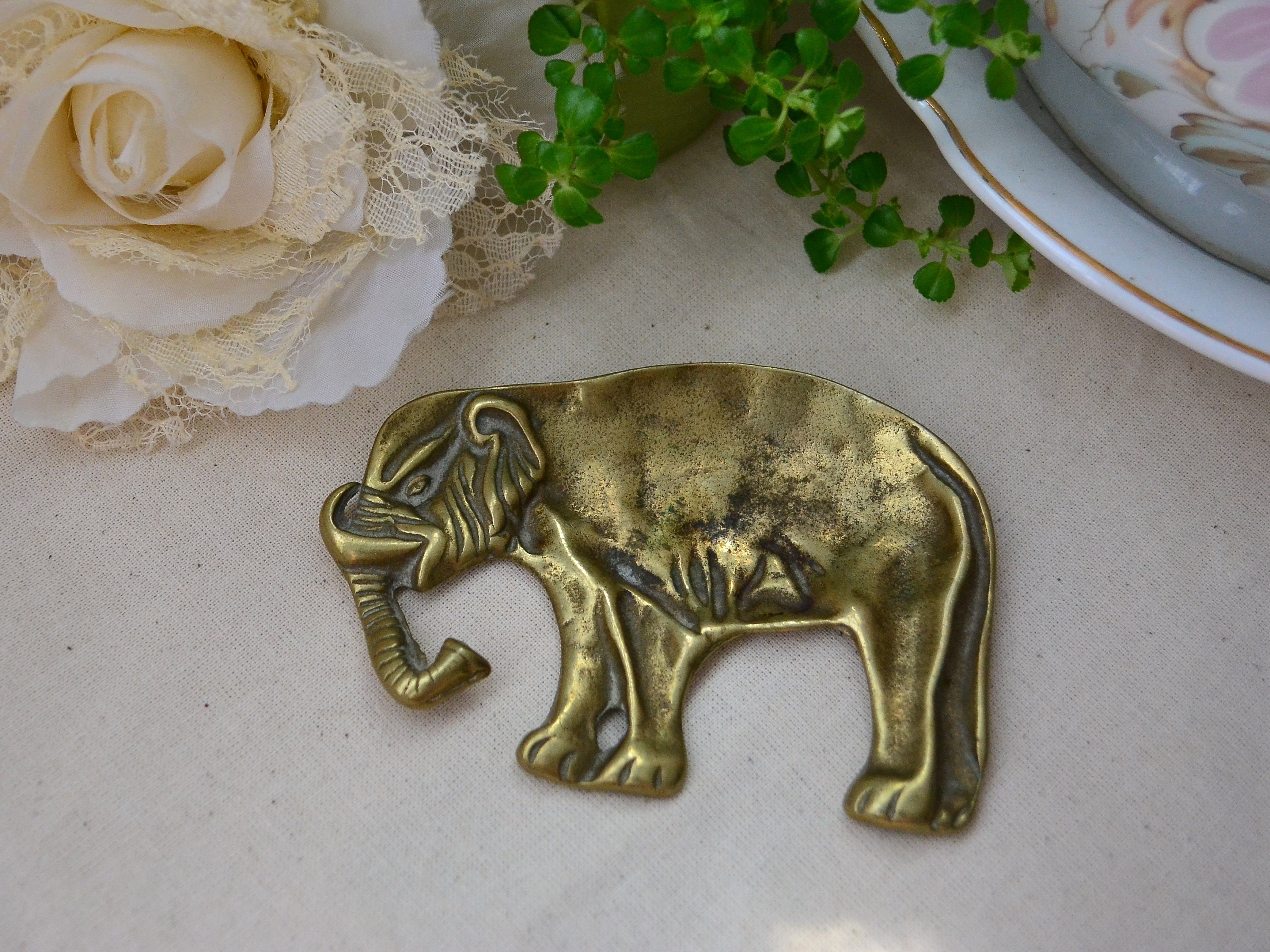 Brass elephant trinket dish ring dish elephant ornament Etsy