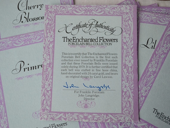 Franklin Porcelain Enchanted 12 Set Flower Bells Fairy Bells