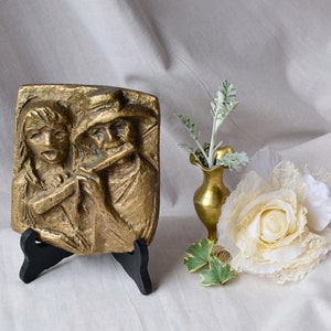 Musicans Brass Skulptur Flöte Musikan Sänger Geschenk Musican Wandbehang massiv Messing Ornament Musikan Geschenk Brass Art Brass Ornament Dekor
