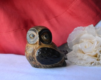 Búho estatuilla búho adorno búho vintage búho marrón decoración cerámica búho figura decoración cerámica búho regalo inteligente para él