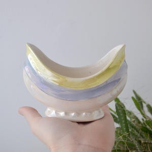 Crown Devon fotbåtsfat pärlglans mitten av århundradet engelsk 13 cm