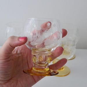 Vintage Theresienthal Pieroth-Römer Crystal Wine Set | 6 German Hock Glasses | Amber Stem