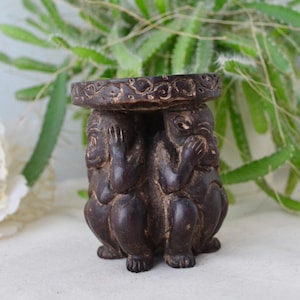 Candle stand wooden tree wise monkeys candle holder wooden candle  vintage wooden lantern stand candle