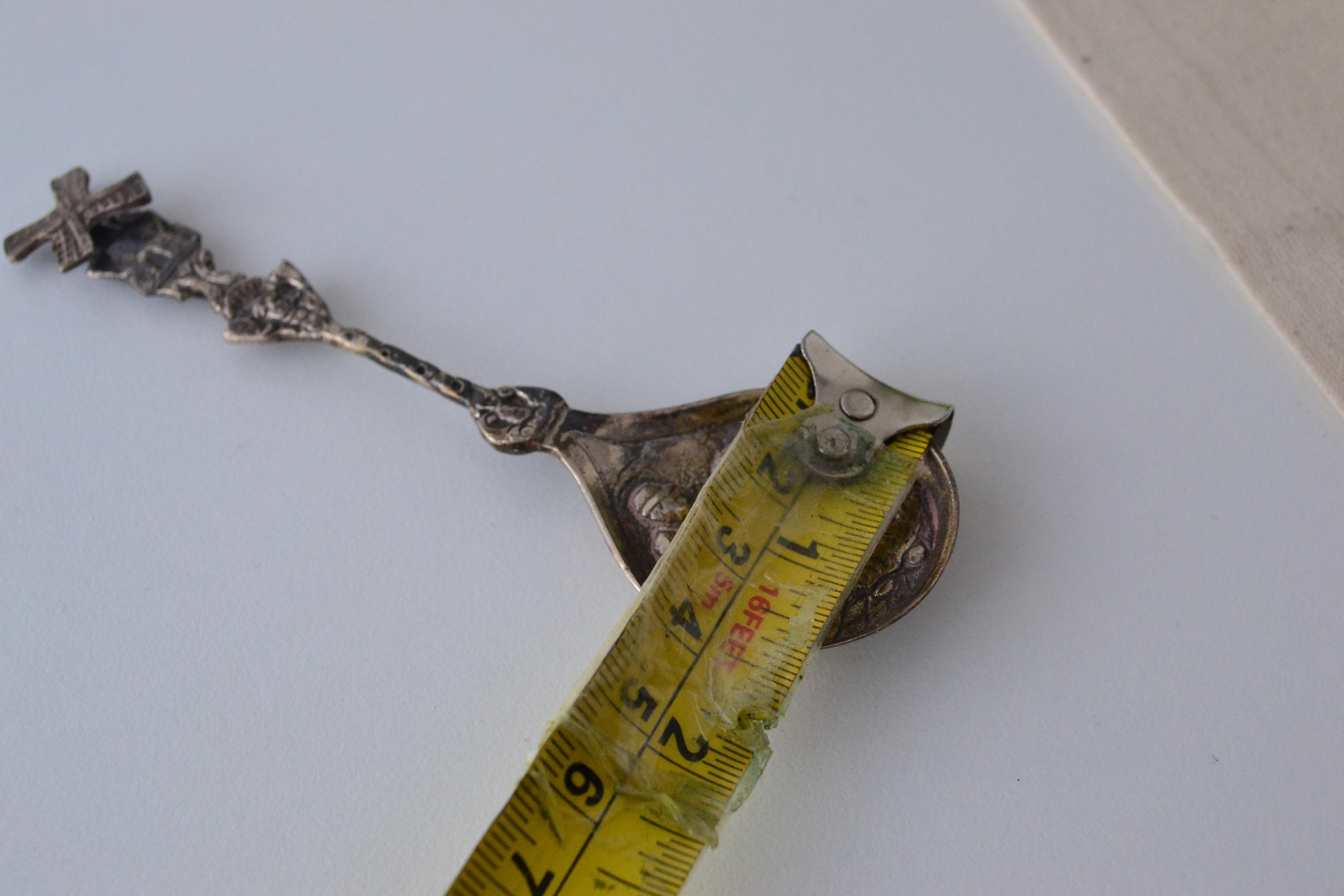 Vintage Dutch Souvenir Spoon | Windmill Handle Traditional Scene