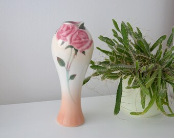 Franz Porcelain Rose Cache Pot: Hand-painted 