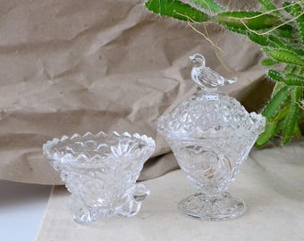 Set of 2 Crystal Ring Dishes | Hofbauer Byrdes West German | Vintage Bleikristall | Bird Collection