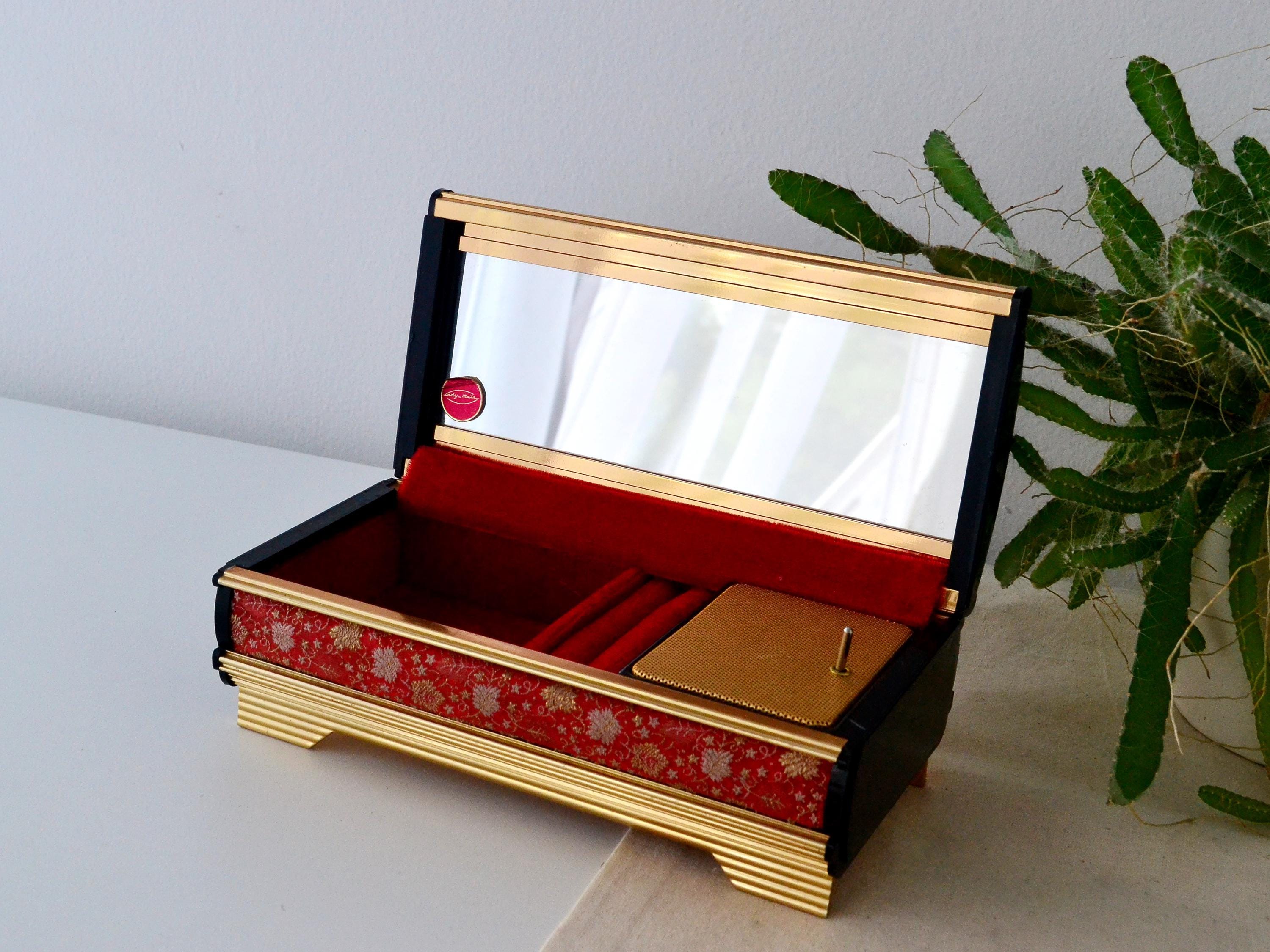 Vintage Lady Mate Red Music Box, Japanese Music Jewelry Box, 1970