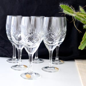 Vintage Czechoslovakia Crystal Liqueur Glasses Set of 6 | Cut Crystal Vodka Glasses | Czech Crystal Cordial Stemware | Bar Cart