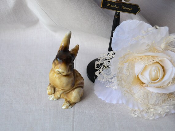 陶器のウサギの置物 ドイツ製 ヴィンテージ ウサギの飾り レトロ