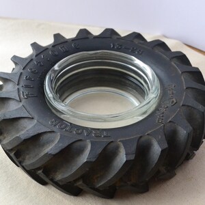 Vintage Firestone Ground Grip Tractor Tire Ashtray Glass Trinket