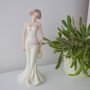 Vintage Regal Katie figurine lady white dress rose | Traditional porcelain collectible