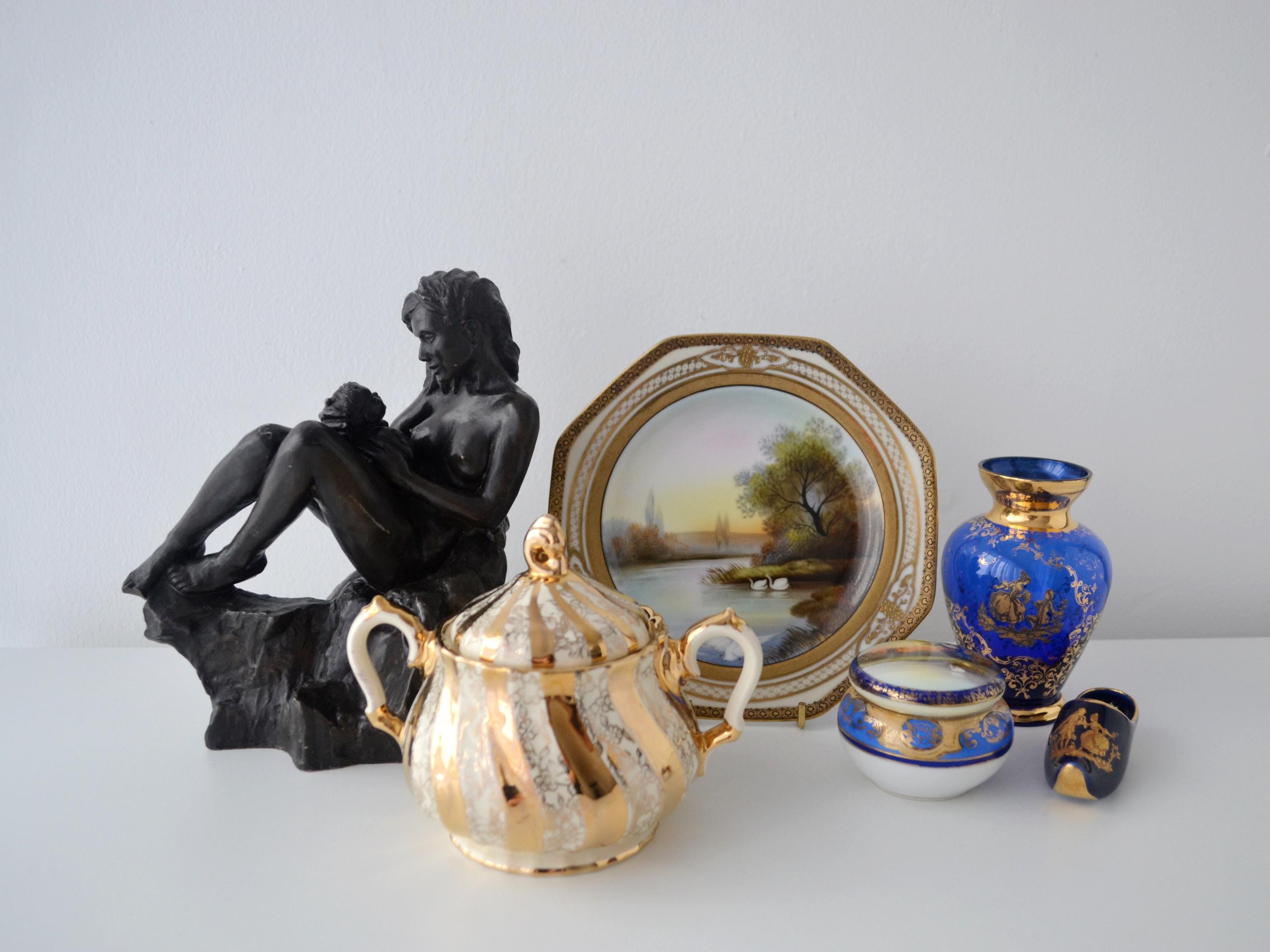 Vintage Noritake Japan Trinket Box | Hand-painted Cobalt Blue Gold