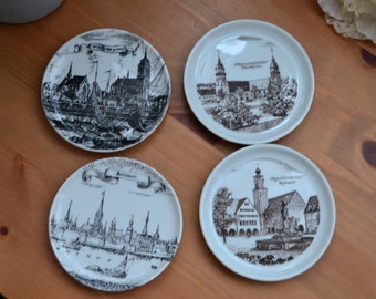 4 set German harbour small plate plate saucer boat plate German porcelain vintage boat plate German trinket dish money dish tip dish