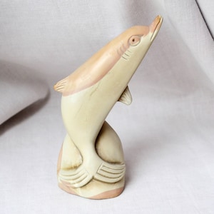 Dolphin vintage marble stone carved dolphin figurine dolphin sculpture dolphin fish decor statue of dolphin