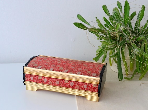 オルゴール Lady-Mate Japan early 90's Musical Box Vintage Lady Mate Red Music Box, Japanese Music Jewelry Box, 1970